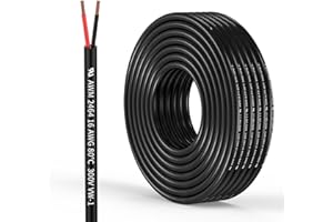 TZMOIK 16 Gauge 2 Conductor Electrical Wire 16AWG Stranded PVC Cord Oxygen-free, copper, 32.8FT/10M Flexible Low Voltage Cable for LED Strips Lamps Lighting Automotive(16/2AWG-32.8FT)