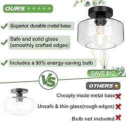 Industrial Semi Flush Mount Ceiling Light, 800