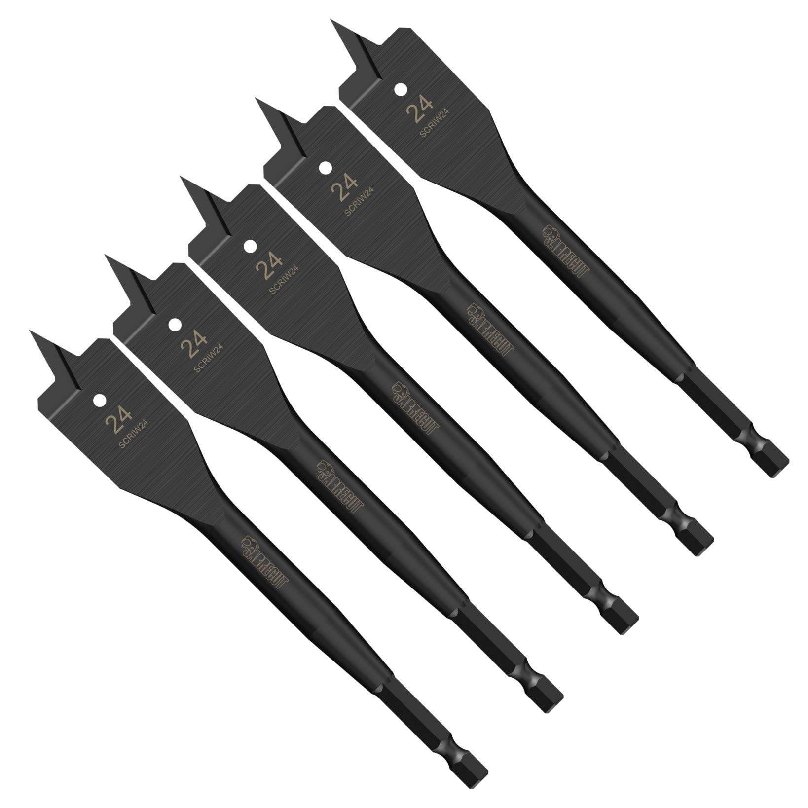 5 x SabreCut SCRIW24_5 24mm x 152mm Impact Rated Flat Wood Spade Bits for Softwood Hardwood Chipboard