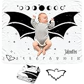Gothic Bat Baby Monthly Blanket for Boys, Goth Newborn Month Blanket, Soft Flannel Photography Background Prop, Halloween Personalized Shower Gift, Gothic Bat