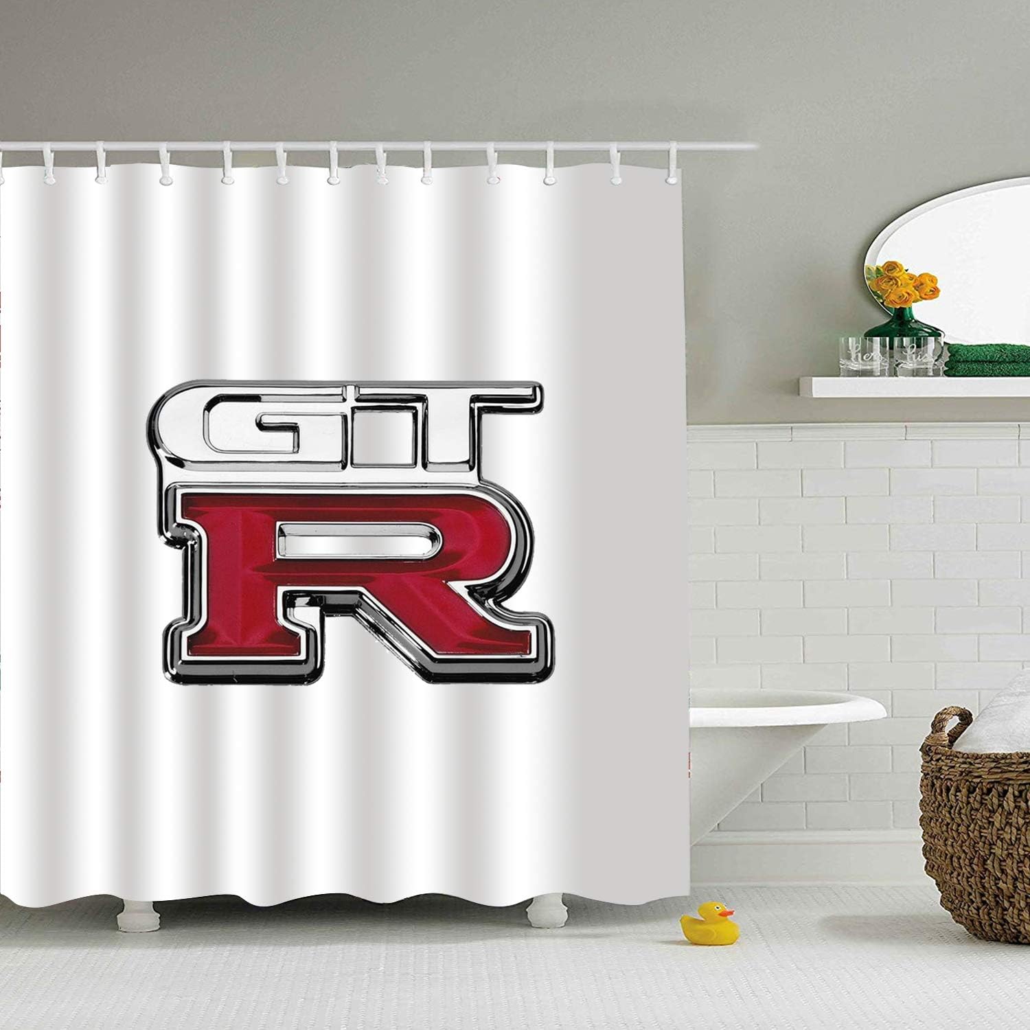 PQFLICS Inspirational Pictures GT R Badge Fabric Polyester Waterproof Shower Curtain-Bathroom Accessories