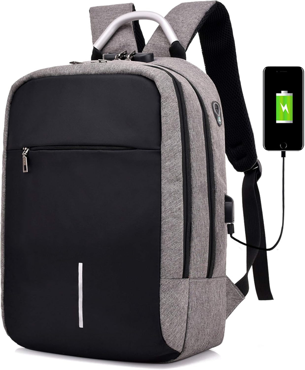 Laptop Backpack, Travel Backpack with USB Charging Port and Earphone Plug, Anti-Theft Password Lock, Business Backpack for Male and Female,College Student Computer Backpack for 15.6'Laptop