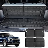 powoq Cargo Mat Compatible with 2022 2023 2024 2025 Mitsubishi Outlander 7-Seat Trunk Mat Backrest Mat Cargo Liner Replacement for 2022-2025 Mitsubishi Outlander Accessories(Trunk Mat+Backrest Mat)
