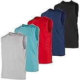 Real Essentials 5 Pack: Boys Dry-Fit Active Athletic Performance Tank Top