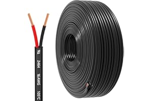 HONENCN 16 Gauge Wire 2 Conductor Electrical Wire, 16 AWG 1.309mm² Wire PVC Cord,12V/24V DC Low Voltage/Copper-clad Aluminum(CCA)Flexible/2 Wire for Automotive Wire LED Strips Lamp Lighting Marine(15.3M/50FT)