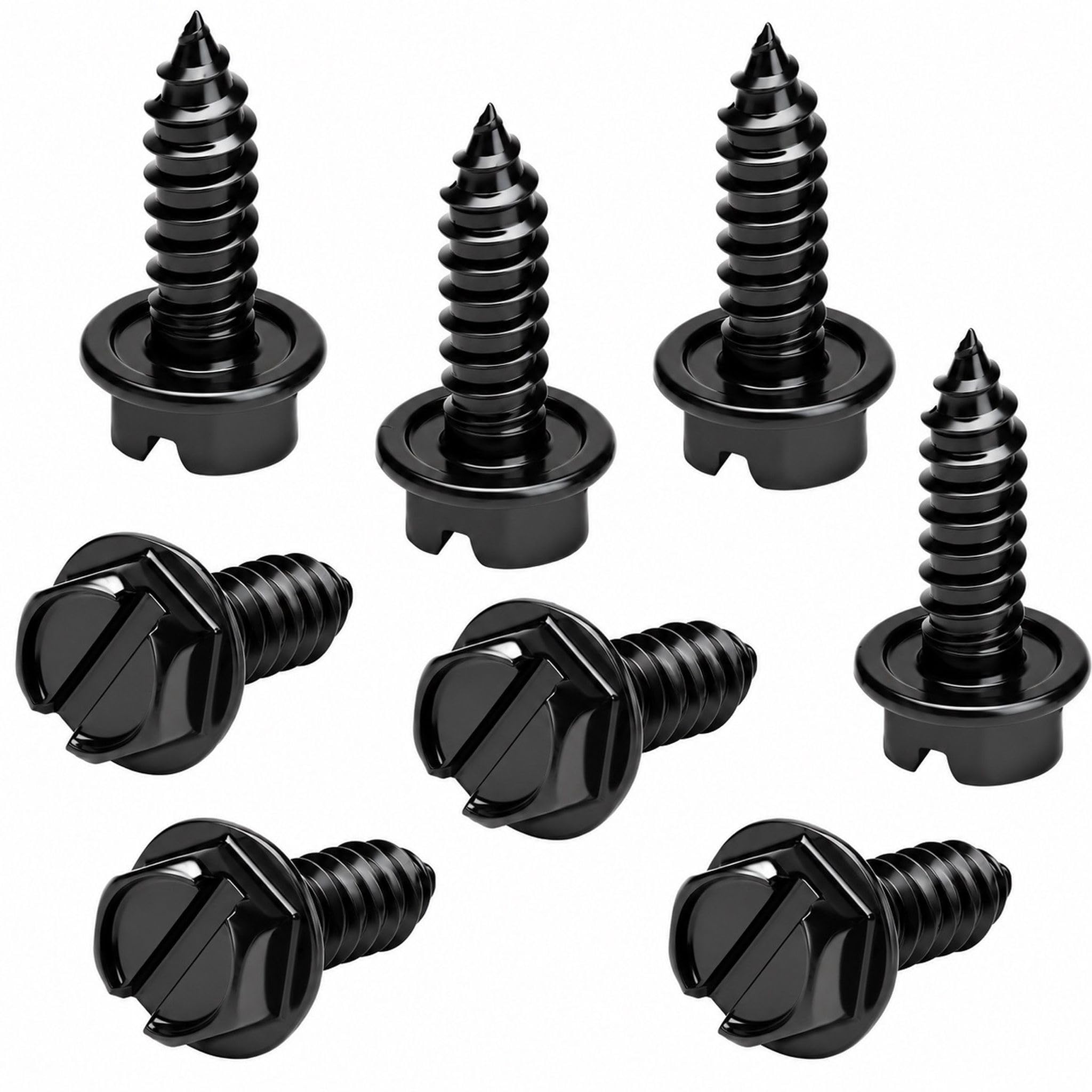 OttoSpeed Rustproof License Plate Screws (8-Pack, Black-Slotted)