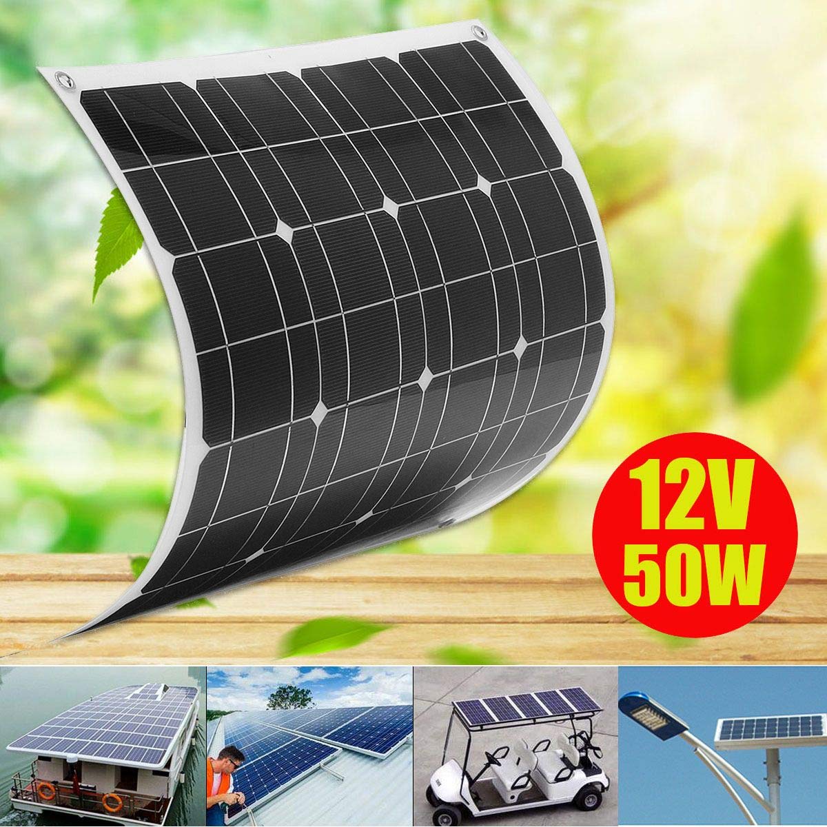 Amazoncom Yameijia 12v50w Semi Flexible Solar Panel