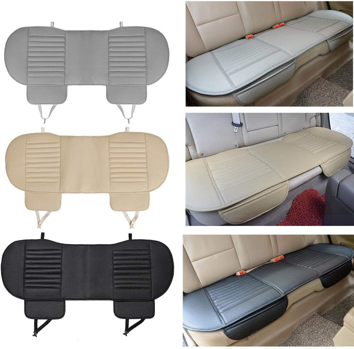 Amazon 車のクッション 138x49cm Puレザーカーリアシートカバーユニバーサルシートプロテクターシートクッションパッドマットリアシートカバー Color Grey シートクッション 車 バイク