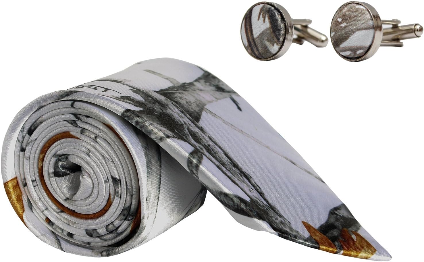 Camo Ties For Men Long Camouflage Neckties with Cufflinks for Weddings, Hunting