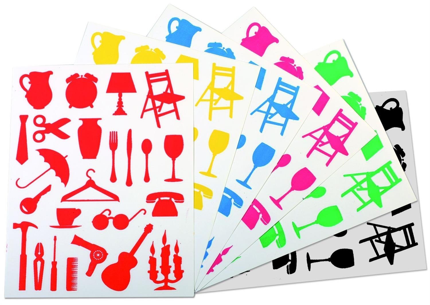 APLI 10117 288 Home Stickers 6 Colours Yellow Blue Black Red Pink Green
