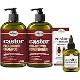 Difeel 3-PC Castor Pro-Growth Hair Growth: Cleansing & Treatment Set - Includes 12 oz Shampoo, 12oz Conditioner, & 2.5oz Root Stimulator