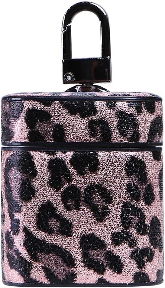TLF Leopard Print Pattern Wireless Earphones Charging Box Protective Case for Apple AirPods 1/2 (Color : Black Pink)