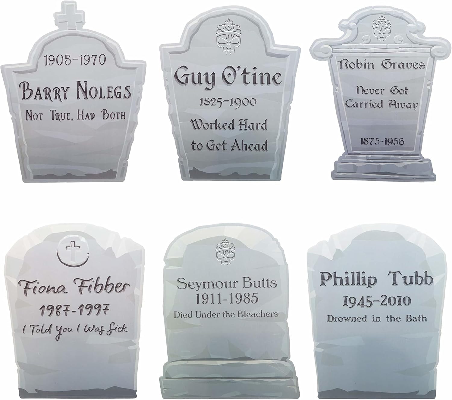Yard Signs - Set of 6 Halloween Signs | Weatherproof Signs | Indoor, Outdoor Decoration | Ideal for Haunted Houses, Theater Props, Lawn Art | Tombstone Set