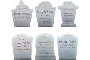 HAUNTLOOK Set of 6 Halloween Signs | Weatherproof Signs | Indoor, Outdoor Decoration | Ideal for Haunted Houses, Theater Props, Lawn Art | Tombstone Set