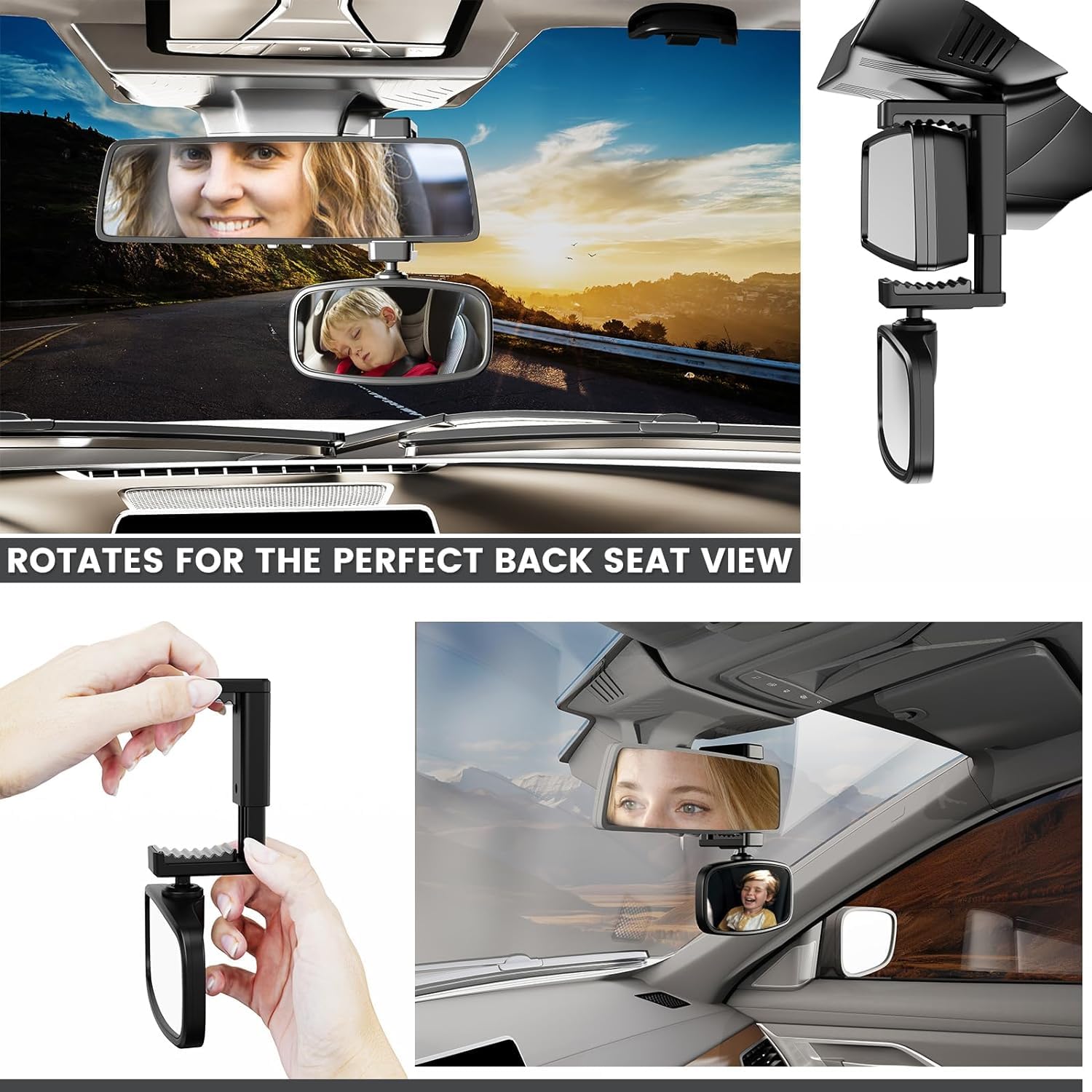 360-Degree Baby Car Mirror for Rear-Facing Seats,Kids Safety Mirrors with Tool-Free Installation,Kids Rear View Mirror BPA-Free Shatterproof & ASTM Certified (Adjustable 14
