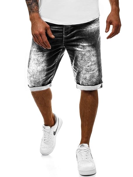OZONEE Herren Hose Jeans Shorts Straight-Cut Freizeithose Clubwear Modern Täglichen Casual Sportswear Slim Fit Kurze Hose Ber