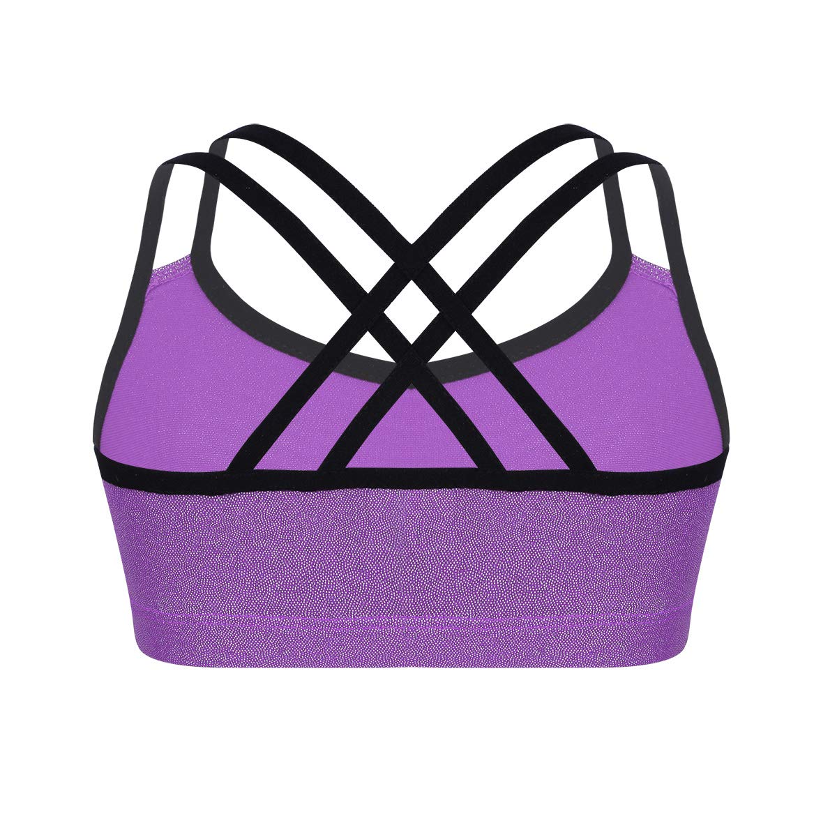 winying Girls Metallic Double Straps Criss Cross Back Dance Sports Bra