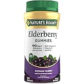 Nature's Bounty Elderberry Gummies, Dietary Supplement, Supports Immune Health, Contains Vitamin A, C, D, E and Zinc, 100 mg, 70 Gummies