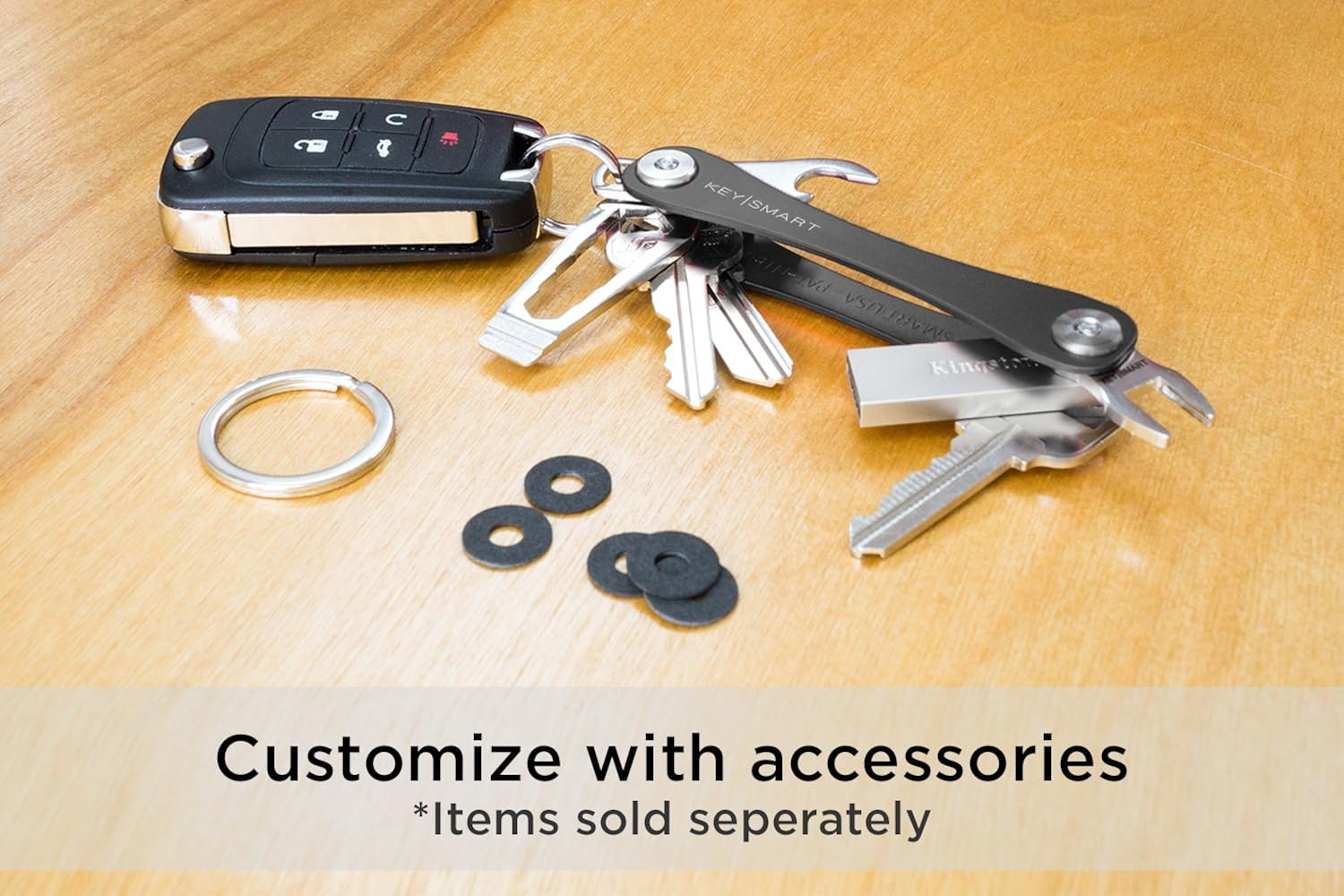 KeySmart Classic - Compact Key Holder and Keychain Organizer (up to 14 Keys, Black): Office Products