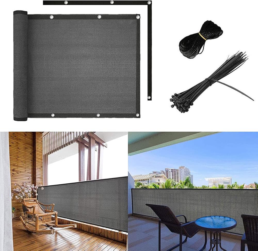 shsyue 90x500cm Balcony Privacy Screen Fence Cover HDPE UV Protection Windproof