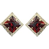 Navachi 18k Gold Plated Multicolor Square Zircon White Crystal Omega Back Stud Earrings