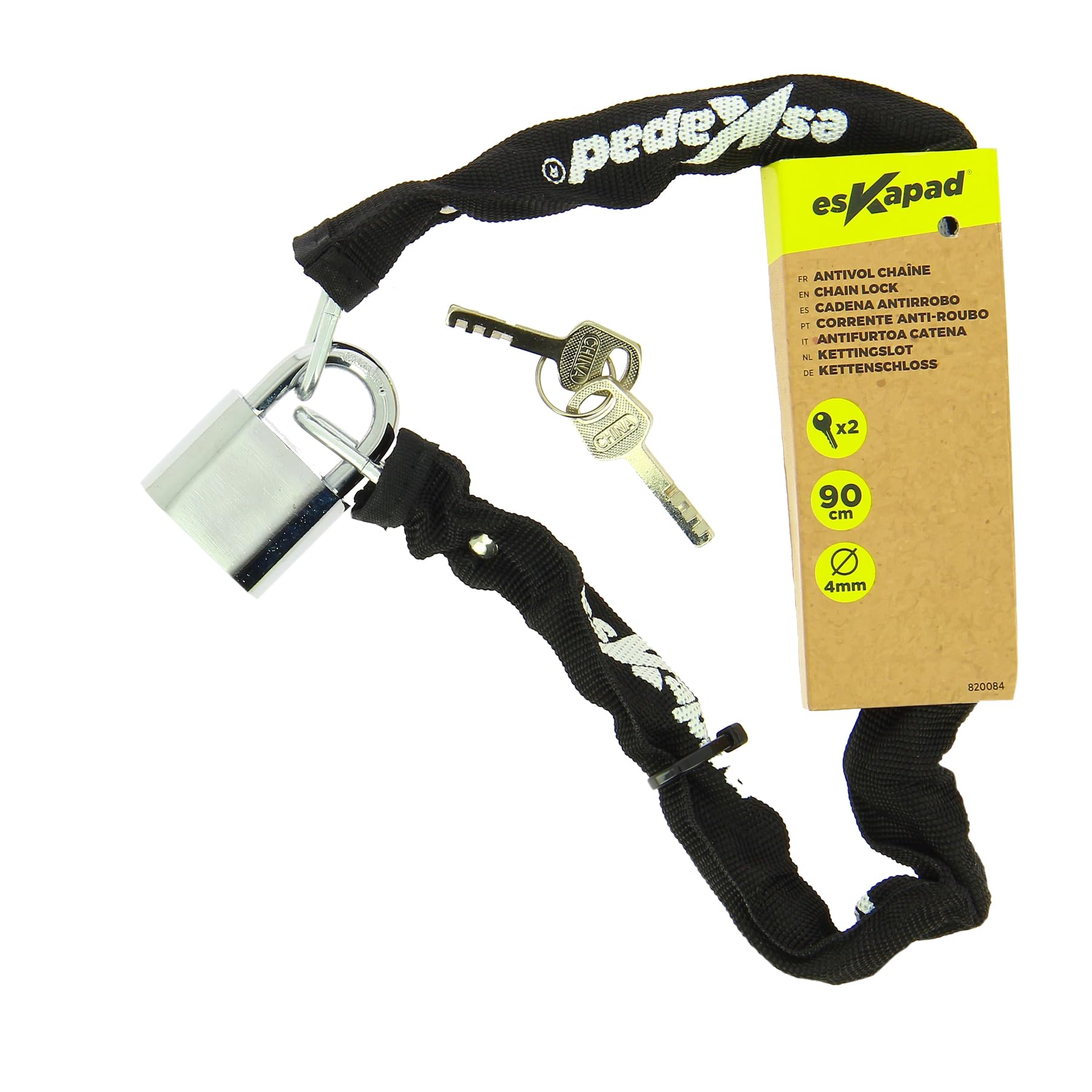 esKapad Bicycle Lock Chain 2 Keys Diameter 4 mm/Length 90 cm