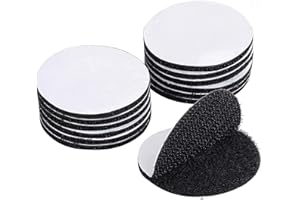 BRAVESHINE 12PCS Industrial-Strength Hook and Loop Fasteners - Double Sided Sticky Tapes - Anti Slip Rug Gripper Tapes Carpet Stickers for Home Office Use - Round Adhesive Wall Mounting Tape 1.5inch