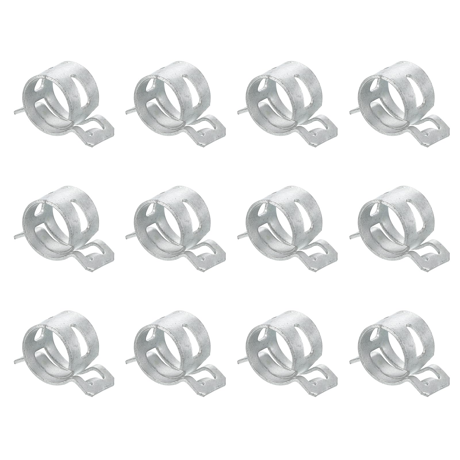 Sourcingmap 12Pcs Spring Band Type Action Fuel/Silicone Vacuum Hose Pipe Clamp, 17mm Low-Pressure Air Spring Hose Clip Clamp for Automotive Oil Pipe Water Pipe, Silver