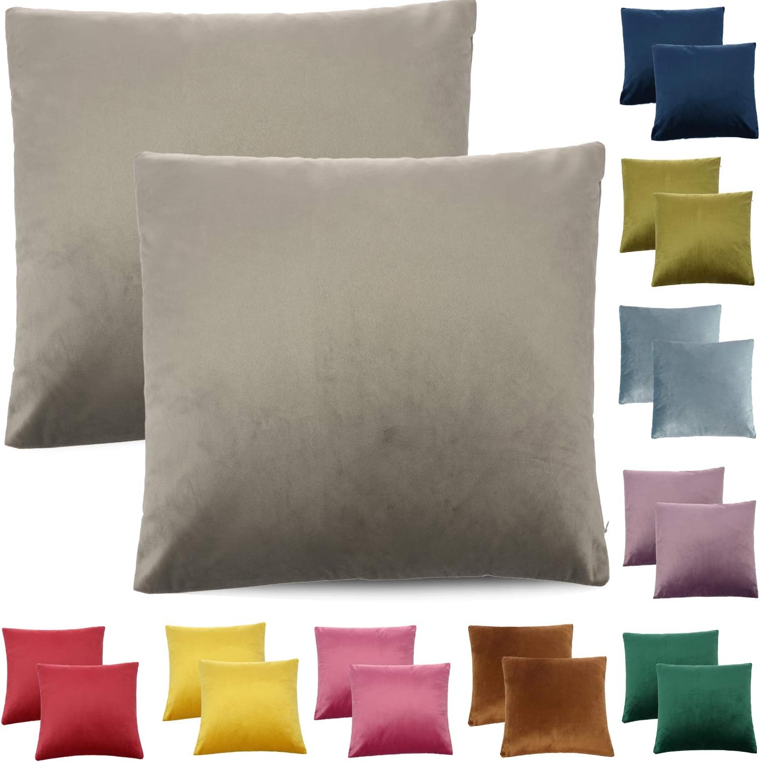 CALIYO Kissenbezug Samt Uni Kissenhülle 2er Kissenbezüge für Zierkissen