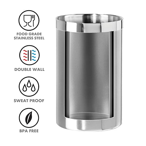 Oggi Insulated Ice Bucket with Lid and Stainless Steel Wine Cooler