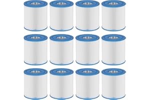 Vickmons 29007E Type H Pool Filter Cartridge Replacement Compatible with Intex 330 GPH Filter Pump, 28201, 28201EH, 28601EG, 28701EH Above-Ground Swimming Pools (12 Pack)