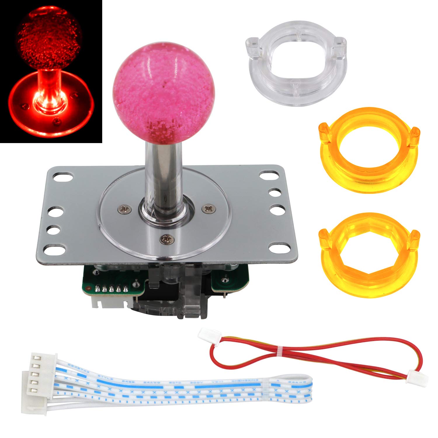 SJ@JX Arcade LED Joystick SANWA Style Fight Game Joystick LED Stick Retro Joy Circular Octagonal Limiter for Retro Pie Raspberry Pi MAME JAMMA