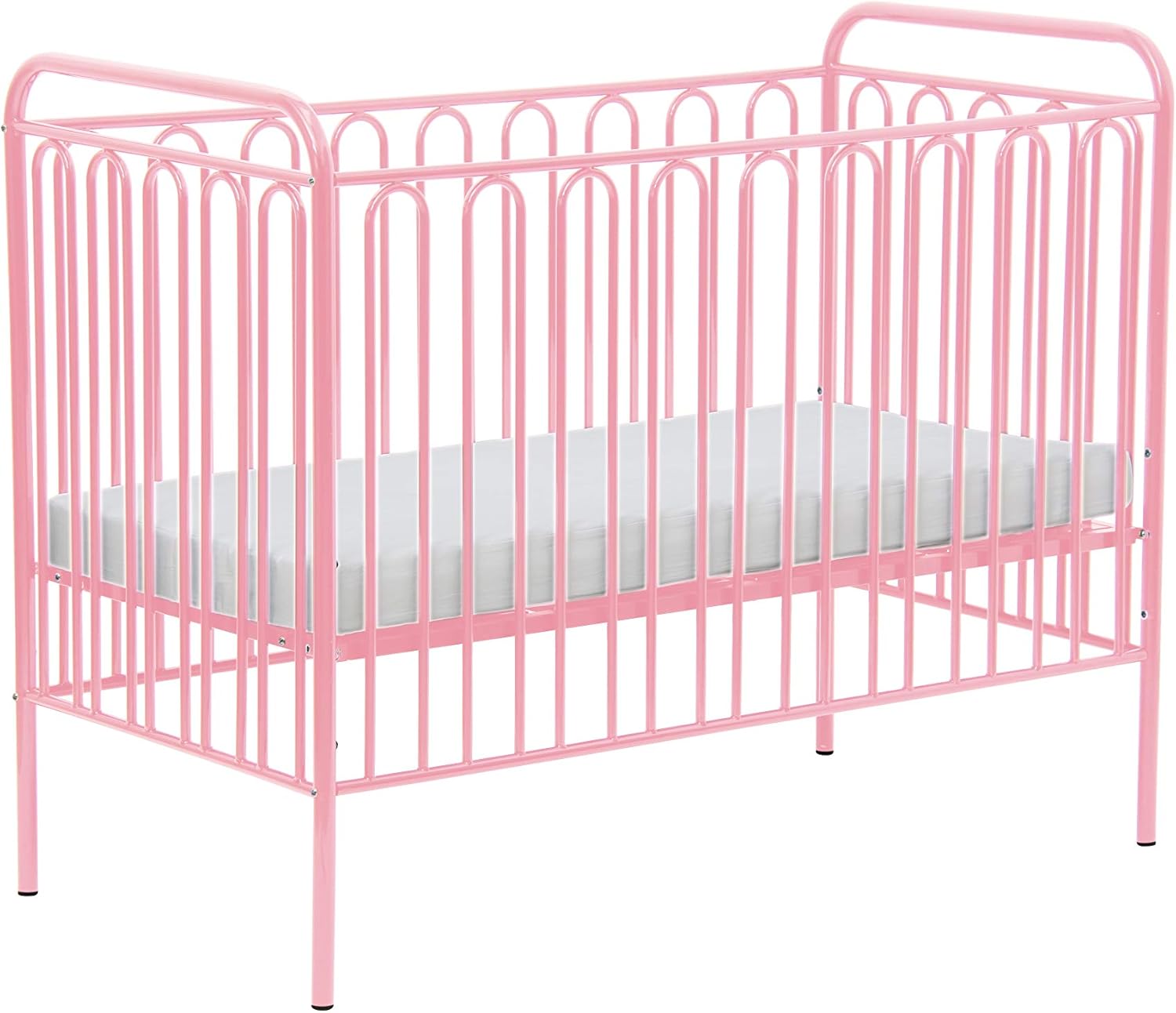 pink metal crib
