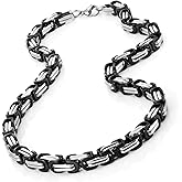 Urban Jewelry Impressive Mechanic Style Stainless Steel Men's Necklace Silver Black Chain for Men (18,21,23 Inches)