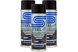 Steel-It 1012D Polyurethane, Industrial Paint Coatings, Weldable, Easy to Apply - Black (3 Pack)