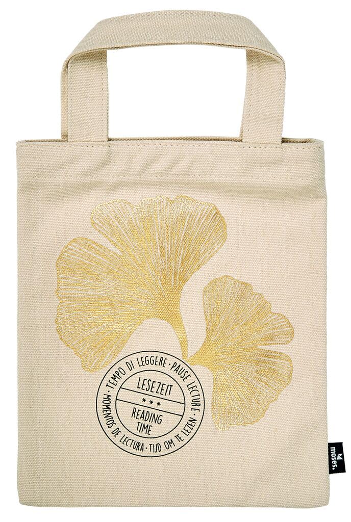 moses. libri_x Book Bag Reading Love, Small Carry Bag Made of 100% Cotton, for Book Lovers, with Motif Embroidery, Reading Time, 20 cm x 24 — image 1