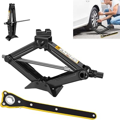 Royalswill 2Ton Scissor Jack with Ratchet Heavy Duty Steel 110-390mm