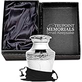 Trupoint Memorials Small Urns for Human Ashes Keepsake, Decorative Mini Cremation Urn for Adult Men and Women, Small Pearl with Silver Lining