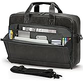 RAINSMORE Mens Laptop Bag 16 Inch Leather Briefcase Vintage Messenger Bag for Men Large Crossbody Shoulder Office Computer Bag Retro College Satchel for Work, Business,Travel, Grey