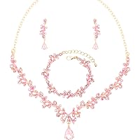 Miraculous Garden Crystal Rhinestone Jewelry Set | Necklace Bracelet Earrings For Women, Gift Box - View #11
