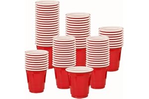 MUNILAIL 100 Pack 2 oz Plastic Shot Cups Disposable Shot Glasses Red Shot Cups for Party Wedding Wine Beer Shooting Games Mini Shot Cups