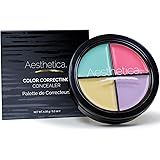 Aesthetica Color Correcting Cream Concealer Palette - Conceals Blemishes/Imperfections - Includes Green, Purple, Yellow, Salmon Color Correctors