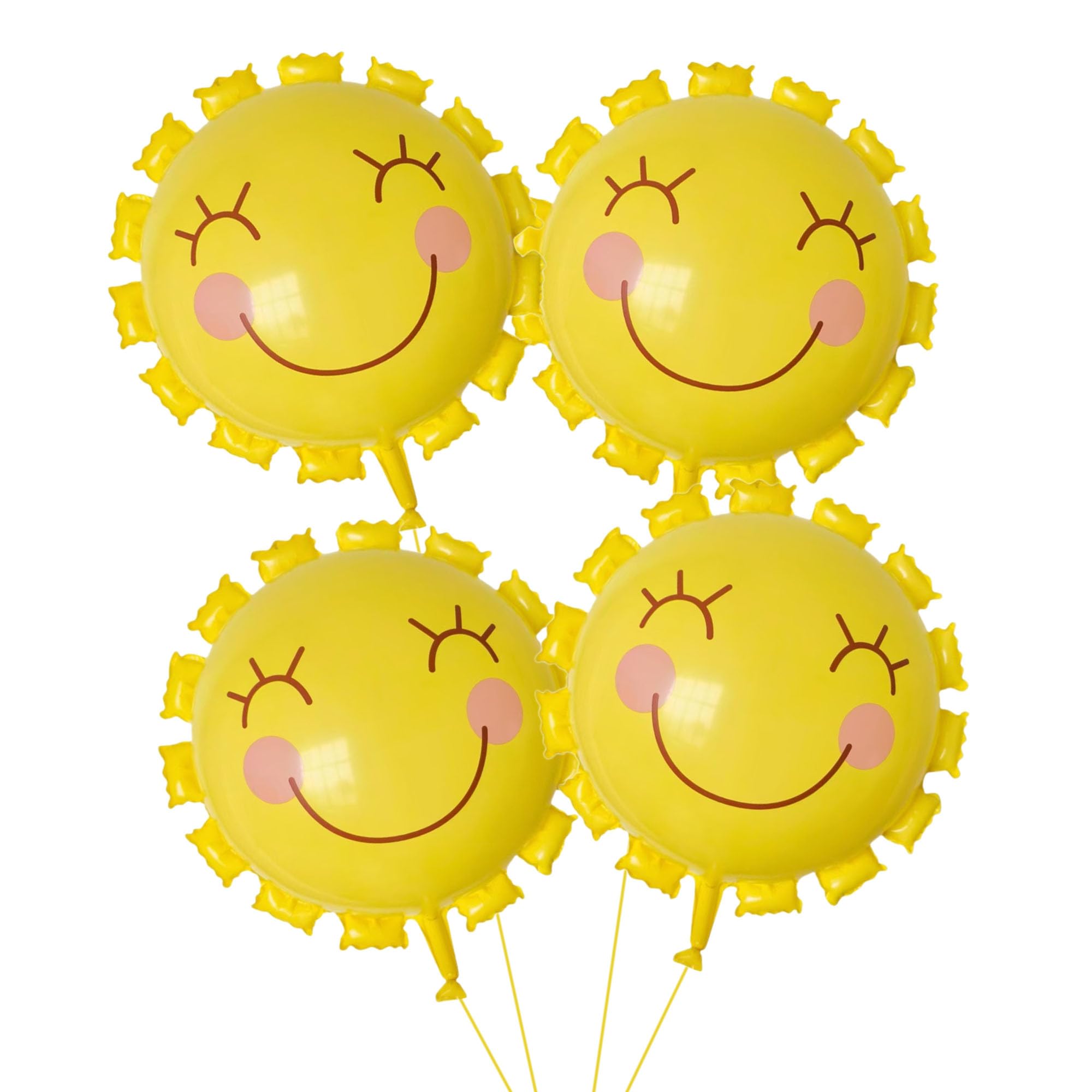 Photo 1 of 4Pcs Smile Face Sun Balloons,22 Inch Sun Foil Balloons Summer Sun Sunshine Mylar Party Balloons for First Trip Around The Sun Wedding Birthday Baby Shower Sunshine Party Decorations