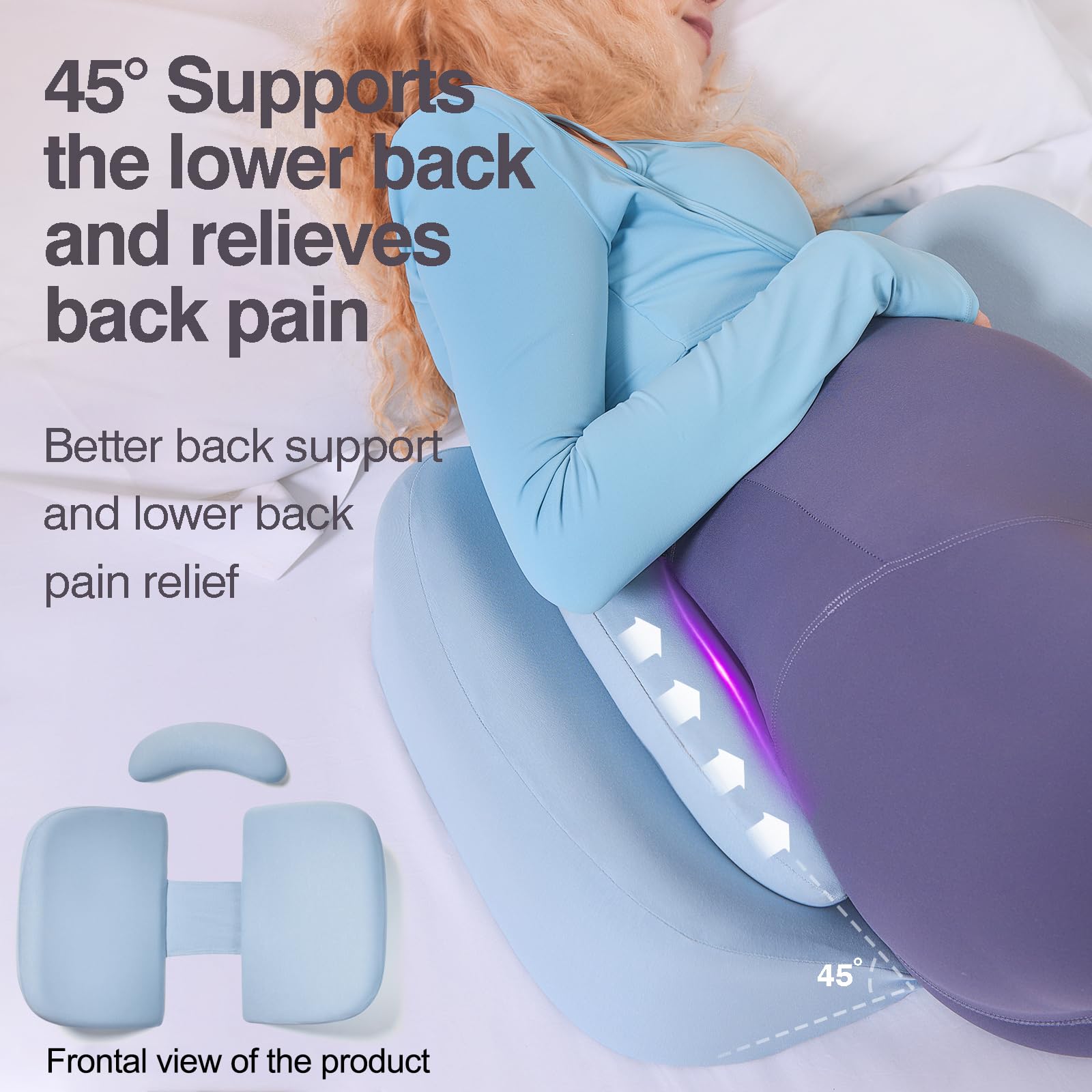 Memory Foam Pregnancy Wedge Pillows for Sleeping, Upgraded Maternity Pillow for Side Sleeper, Pregnancy Body Pillow for Pregnant Women Support for Back, Belly, HIPS, Detachable Pillow Cover (Blue)