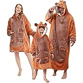 BRAFFWNE Wearable Blanket Hoodie, Oversized Blanket Hooded, Coverage with Easy Movement, Warm and Cozy Flannel, Gift for Kids