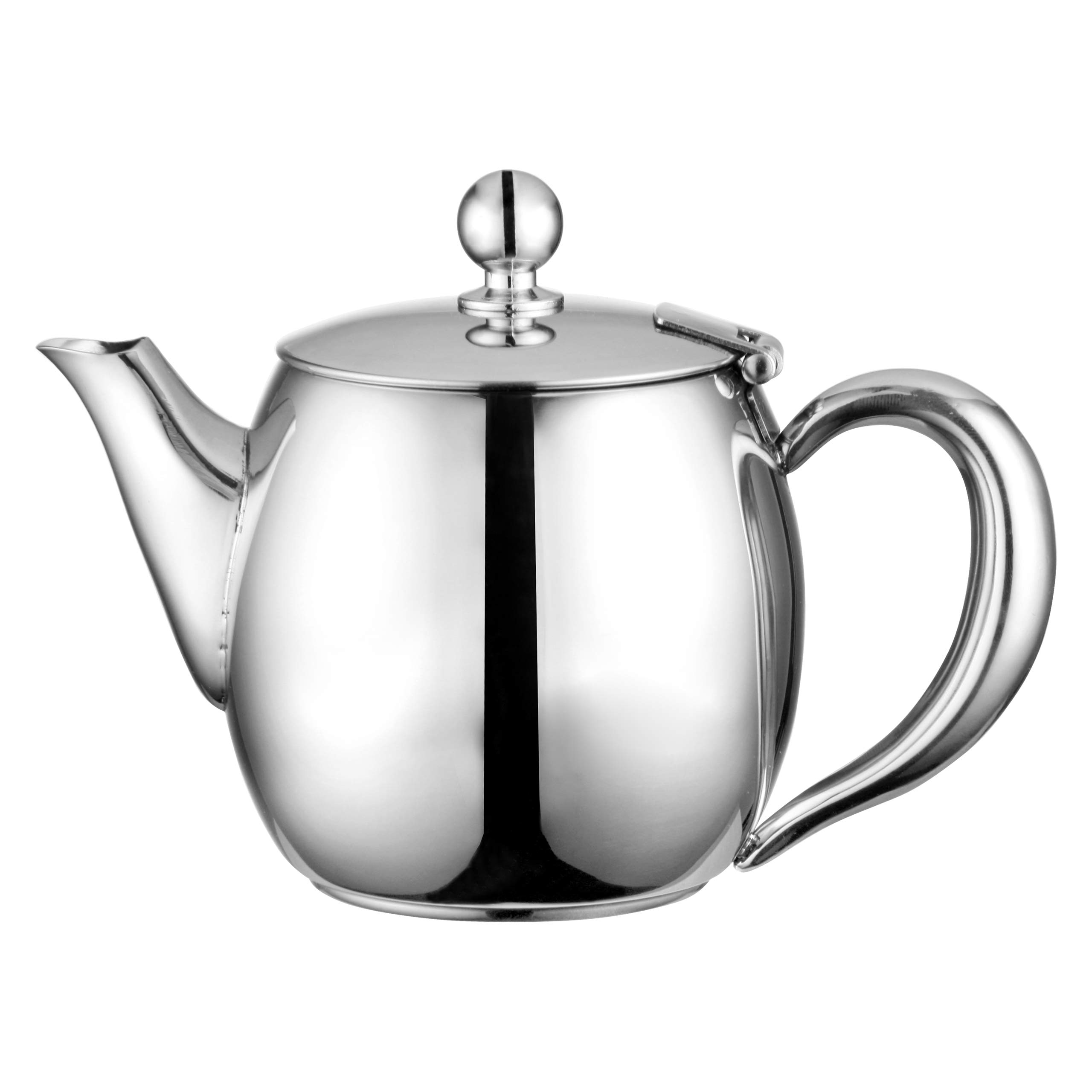 Café Olé Buxton Teapot, 48oz (1.3 Litre) 18/10 Stainless Steel Tea Pot with Stay-Cool Handles, Spill-Free Spout, Mirror Polished Finish, High Gloss Polish