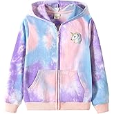 Julerwoo Girls Zip Up Cotton Sweatshirt Hooded Tie Dye Printed Zipper Hoodies for Toddler Girl