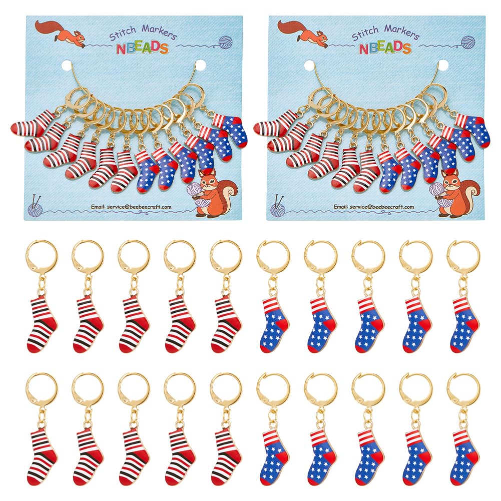 NBEADS 12 Pcs Socks Stitch Markers, Enamel Alloy Crochet Stitch Marker Charms Removable Locking Stitch Marker for Knitting Weaving Sewing Accessories Quilting Handmade Jewelry — image 1