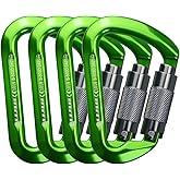 SEPEAK UIAA 30kN Climbing Carabiner Clips, Professional Heavy Duty Twist Locking Carabiners for Climbing,Mountaineering, Rappelling, Camping, Hiking, Swings, Large D Ring Hooks