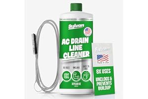 SYLVAN HILLS Sylvan AC Drain Line Cleaner | Free XXL Drain Brush | 32 Oz | 12 Month Supply | Made in USA | Universal Compatibility | Removes Clogs and Buildup from HVAC Condensate Lines | Air Conditioner Unclogger
